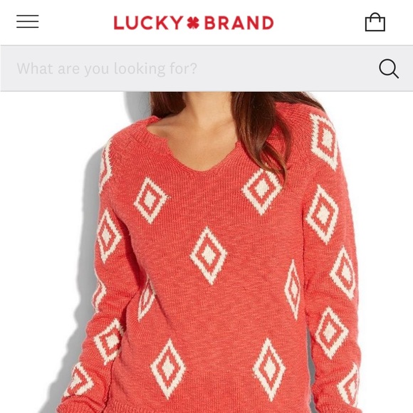 Lucky Brand Coral Diamond Pattern Knit Boatneck Sweater - Picture 3 of 9